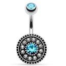 5Pcs/Set Crystal Navel Rings Belly Button Bar Ring Dangle Body Piercing Jew Kw