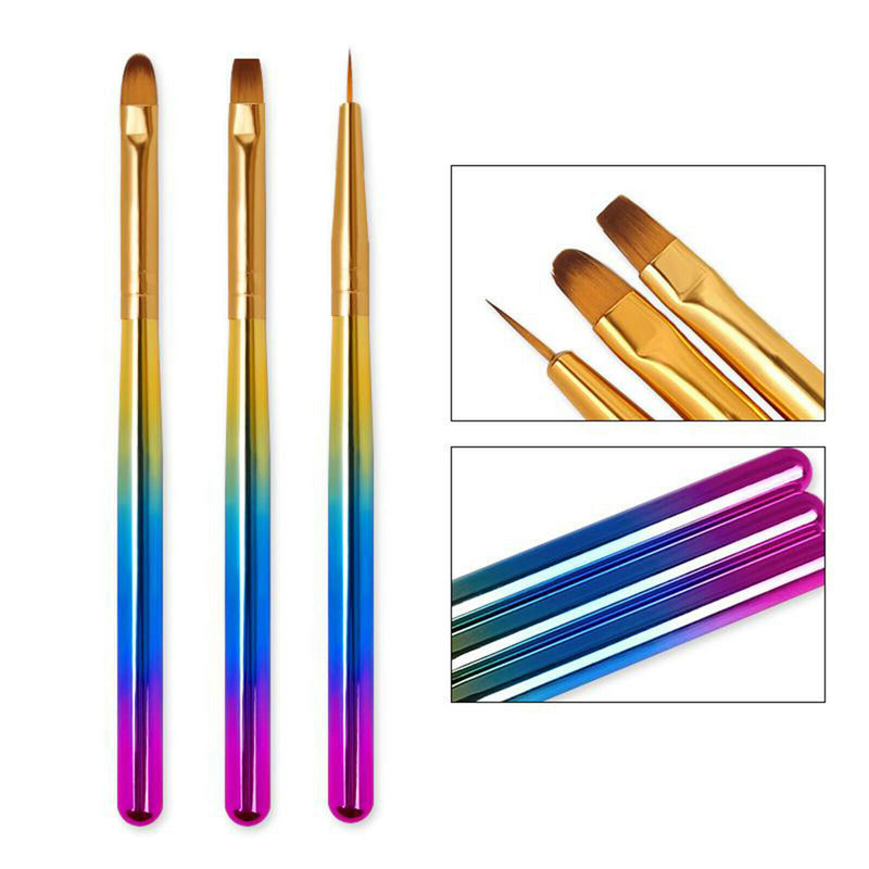 3x Nail Art Brush Set Nail Painting Brushes Nail Drawing Pen Nail Art DIY