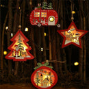 Christmas Tree Decorations Festival Led Light Wood Car Star for Home Hangin
