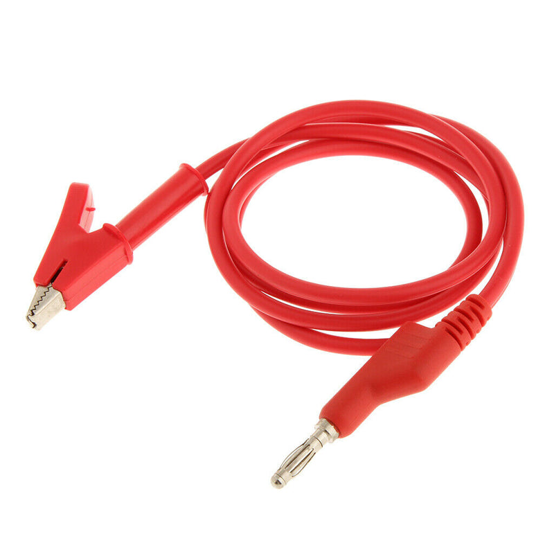 Stackable Banana Plug to Alligator Clip Cable Multimeter Test Lead Red