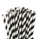 25Pcs Striped Paper Drinking Straws for Party Wedding Supplies (Black & Whi N4P3