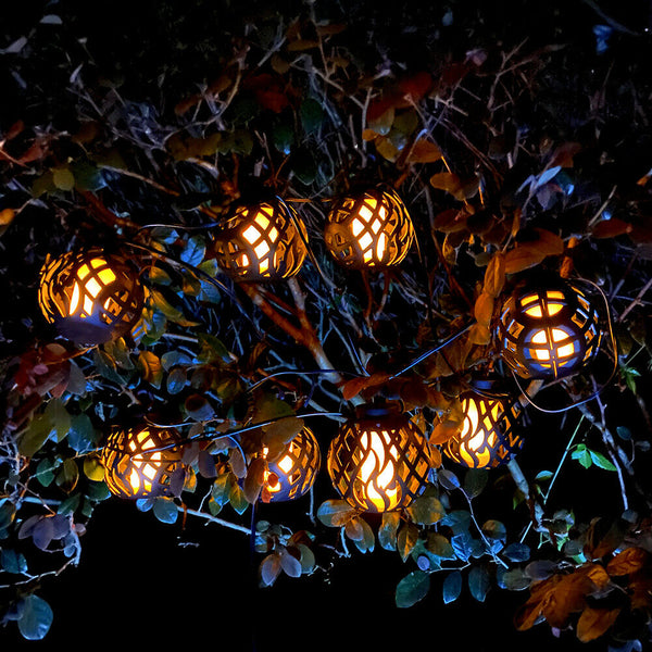 LED Solar String Light Outdoor Waterproof Flame Hanging Global Fairy Lamp