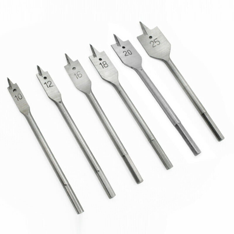 6Pcs/Set Grooved Flat Bit Set Flat Spade Wood Drill Bit 10/12/16/18/20/25mm