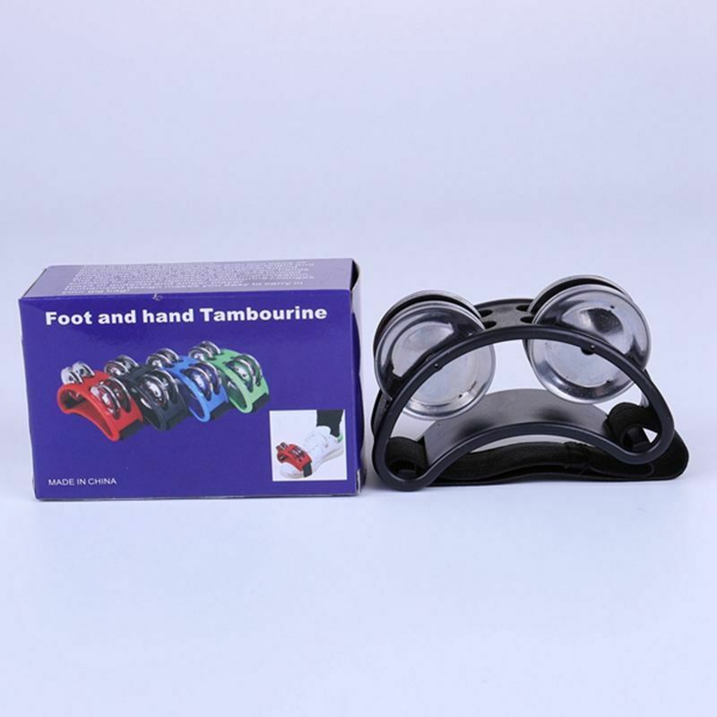 Foot Tambourine Percussion with Steel Jingles for Cajon & Guitar Players bl