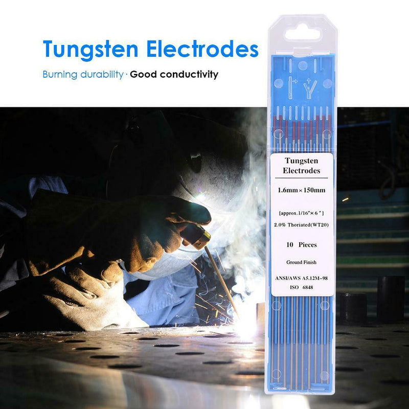 10pcs WT20 Tungsten Electrode Welding Rod for Argon Arc Welding (1.6x150mm)