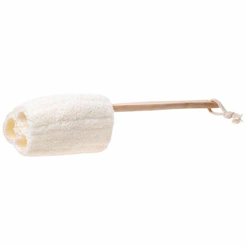 Wooden Handled Natural Sponge Loofah Back Scrubber Brush Bath Long Reach Sh E2I8