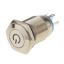 Switch Push Button On Off Latching 12v Red LED Stainless Steel 16mm