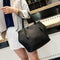 4pcs/set Solid Color Totes Women Leather Shoulder Card Bags Clutch (Black)