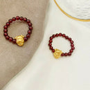 2021 New Year Finger Ring Adorable Cattle Red Garnet Rope Ring Jewelry Gift