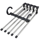 Stainless Steel Multifunction Dual Hooks 5 Ways Pants Trousers Hanger Rack