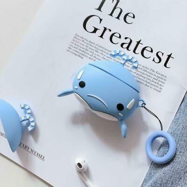 Cute Blue Whale Protective Case Shockproof Soft Silicone Cover for Airpods 1/2
