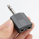 Stereo 6.35mm 1/4" 1 Male Plug to 2Mono Female Jack Audio Splitter Adapter