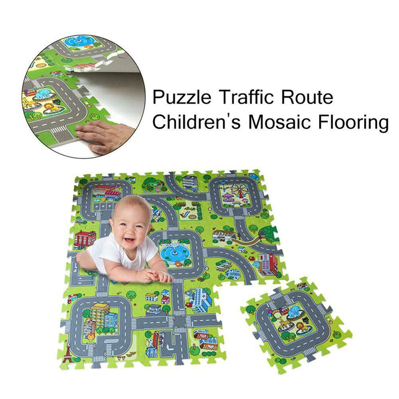 9pcs Baby EVA Foam Puzzle Floor Mat Toddler Traffic Route Interlocking Pad