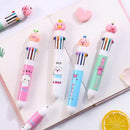 Multi-color 10In1 Cute Pig Ballpoint Pen Press School Office Supplies Stationery