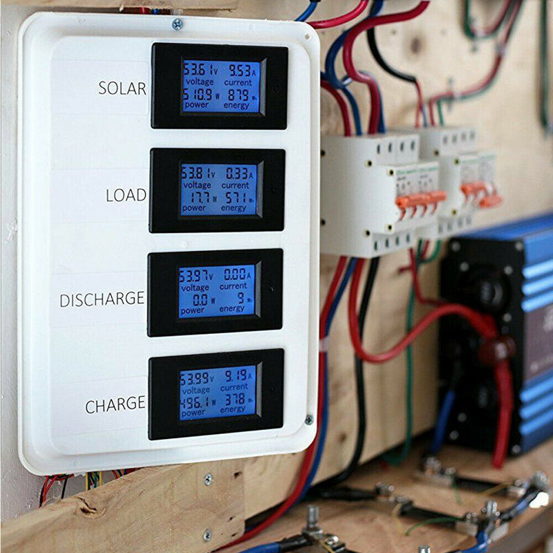 DC 6.5~100V LCD Digital Combo Panel Volt Amp Power Watt Meter Safe Monitor 50A