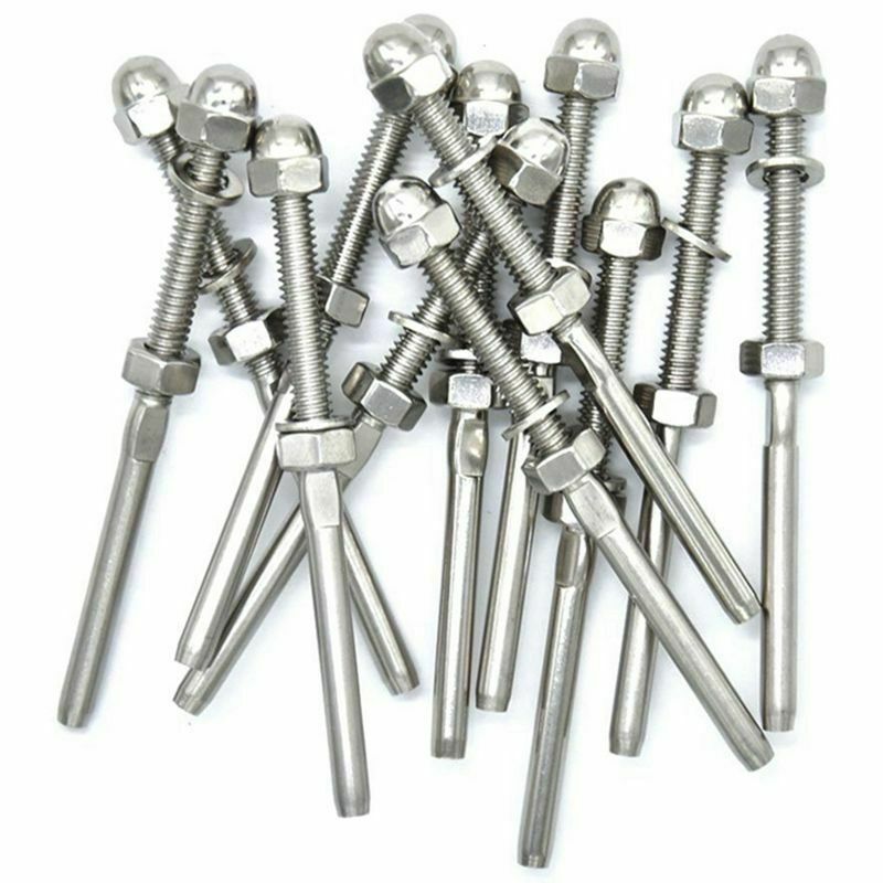 18 Pcs Stainless Threaded Terminal Stud End Fitting for 1/8 Cable Deck Rail F4D1