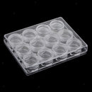 Clear Jewelry Bead Storage Box 12 Slots View Round Jars organizer containers