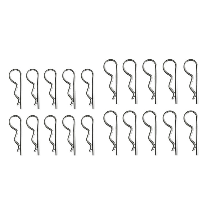 20 Pcs Stainless Steel R Hitch Pin 2x42mm & 1.8x37mm