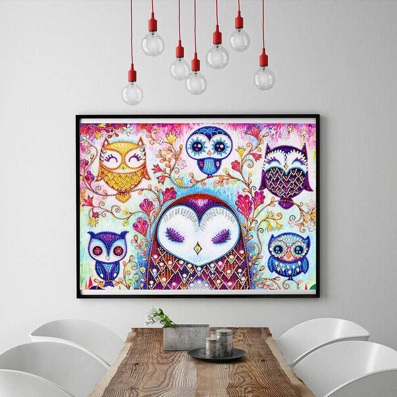 5D DIY Special Shaped Diamond Painting Owl Cross Stitch Mosaic Craft Kit