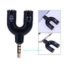 3.5mm Stereo Audio Jack Earphone Headphone 2 Way U Splitter Adapter for Laptop