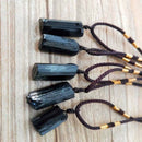 Natural Black Tourmaline Stone Pendant Chakra Necklace Crystal Gem Specimen Hot~