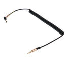 3.5mm Male to Male Stereo Audio Extension Aux Coiled Cable Right Angle - Black