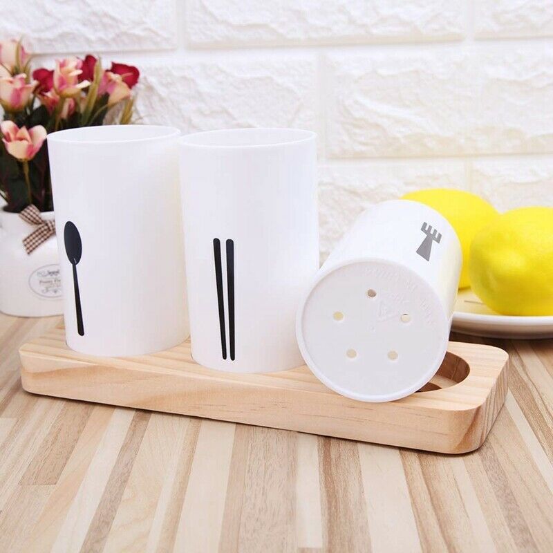 1 Set Oak Base Chopsticks Barrel Tableware Draining Rack Kitchen Tools H6E7