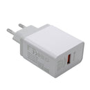 EU Plug QC3.0 USB Charger Square Wall Phone Tablet Charging Adapter (White) A