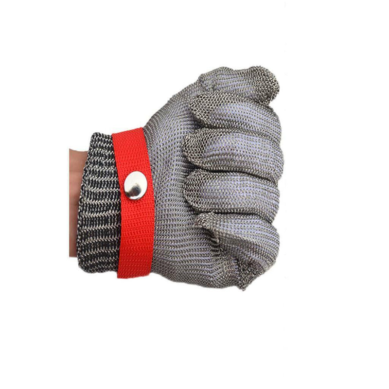 Work Glove Safety Cut Proof Stab Resistant Metal Welding 25cm Red Button