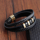 Leather Rope Bracelet Stainless Steel Leather Woven Bracelet Leather Multi-