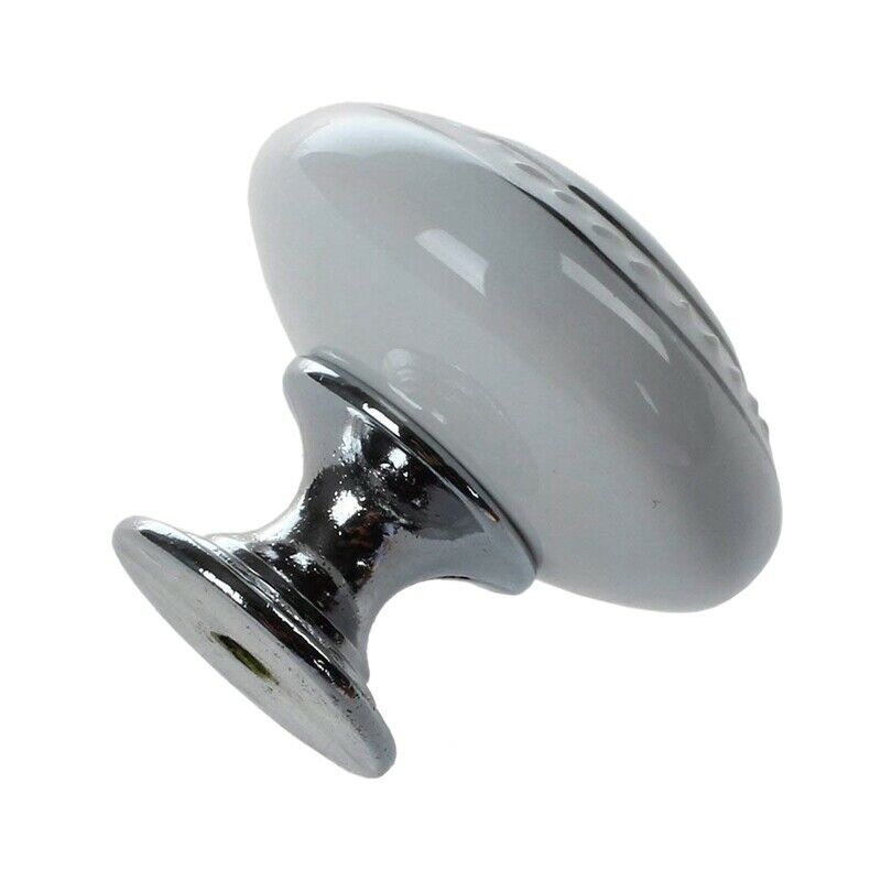 1 x Ceramic Door/Wardrobe/Cabinet/Cupboard Knob Handle Drawer White O7F5