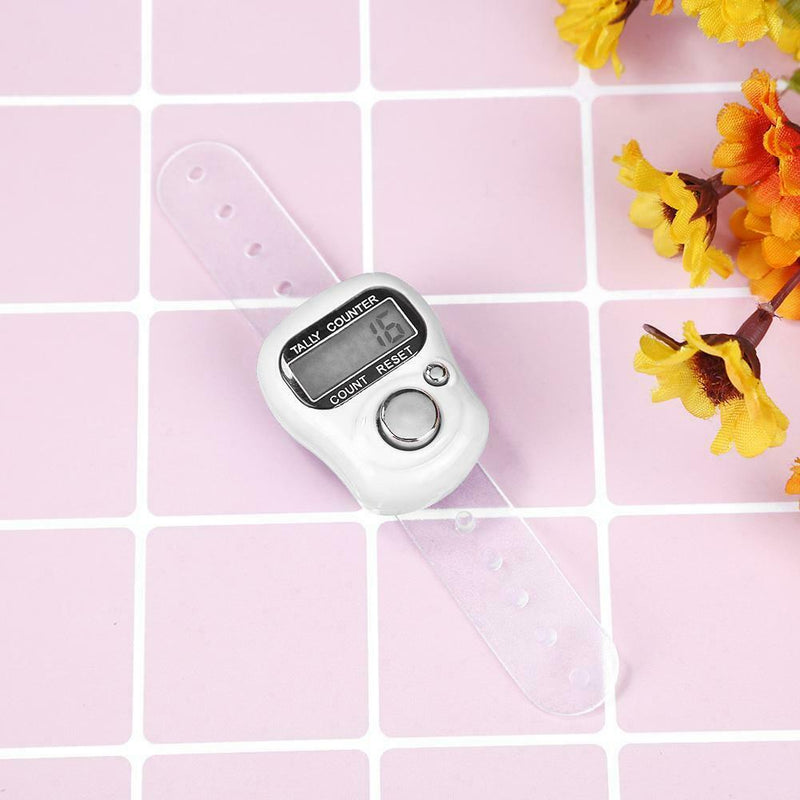 Stitch Marker Row Finger Ring Counter LCD Electronic Tally Counter (White) A