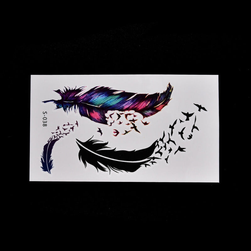 Large Feather Pattern Removable Waterproof Temporary Tattoo Body Art Stickers.AU