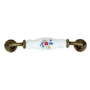 Flower Ceramic Bar Handle Kitchen Door Pull Cabinet Drawer Knob Length 150mm