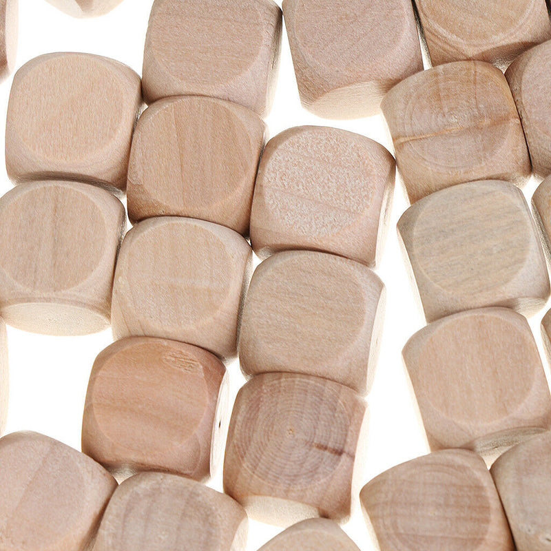50x Natural Wood Blank Dice D6 16mm Game Dice for Kids DIY Decorating Games