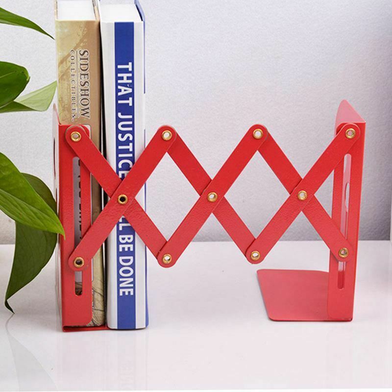 Creative Adjustable Bookends Black Metal Office Non-slip Magazine File Book W9U6