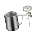600ML Steel Coffee Milk Frothing Jug Garland Cup with Scale Thermometer