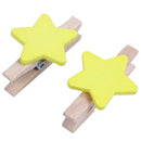 Star Pattern Card Photo Paper Spring Peg Mini Wooden Clip 20pcs Yellow Z8P6