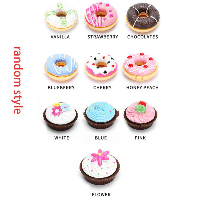 Creative Cute Colorful Donut Shape Lip Balm Sweet Girls Doughnut Moisturizing