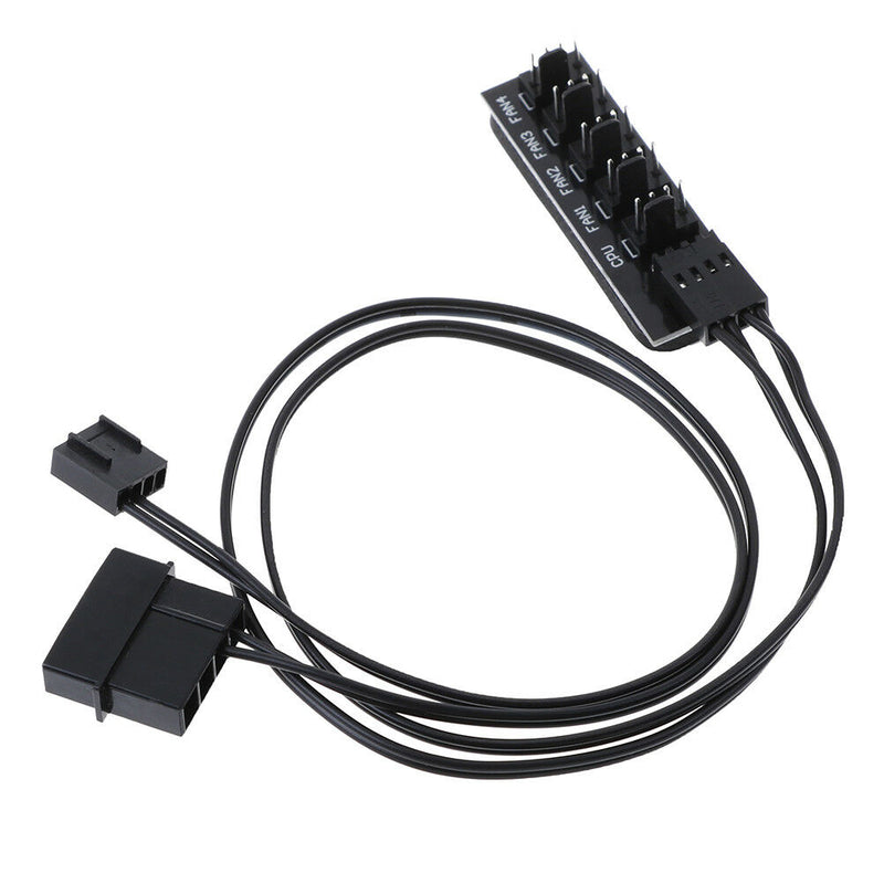1 To 5 4Pin CPU cooler case fan Hub splitter adapter braided power cableOZ