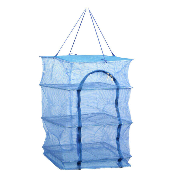4 Layers Folding Fish Drying Net Rack Hanging Vegetable Dishes Dryer Net A#S