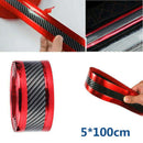 2x 2.5M*5cm Car Door Sill Scuff Pedal Protector Strips Red Sides Carbon Fiber