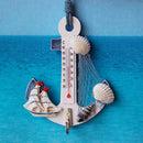 Wood Anchor Thermometer Craft Art Wall Hanging Hook Gauge Shell Nautical DecorMO
