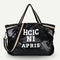 Letters Sequin Crossbody Shopping Bags Women Large Shoulder Handbag (Black)