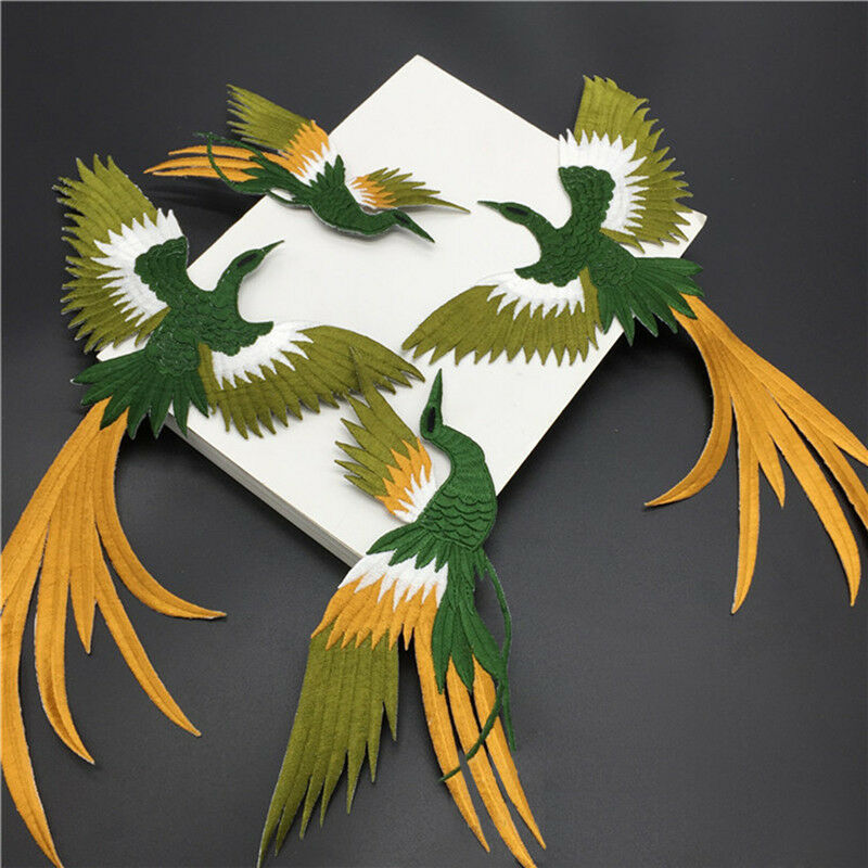 1 set Phoenix Bird Iron on Embroidery lace Cloth Paste Fabric Applique Patch Gw
