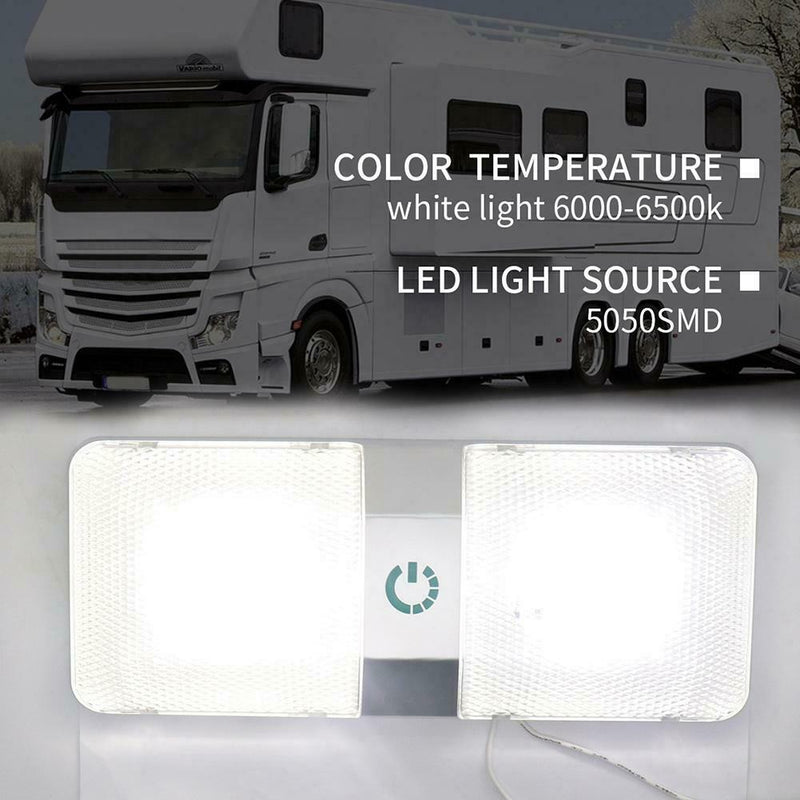 48 LED Double Dome Light Stepless Dimming Interior Reading Lamp for RV Marine