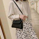 Women Leather Pure Shoulder Handbags Flap Crossbody Messenger Bags (Black)