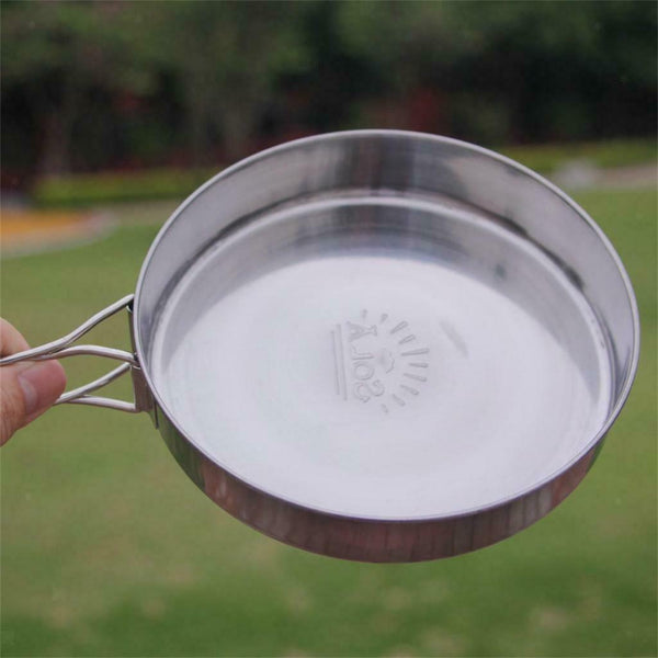 2 Pieces Camping Pot and Pan Set, Non-Stick Backpacking Cookware Mess Kit for