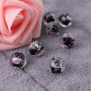 10x 12mm Black Faceted Lampwork Flower Glass Loose Beads For Necklace Making DIY