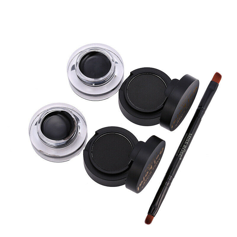 Miss Rose 3Pcs/Set Eye Makeup Set Black + Brown Cake Eyeliner Long Lasting  L3L9